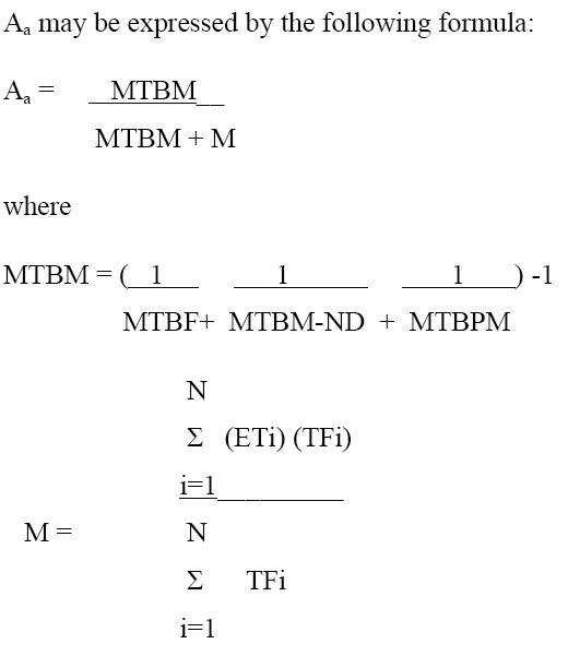 Figure 2 —  Required Achieved Availiability Formula